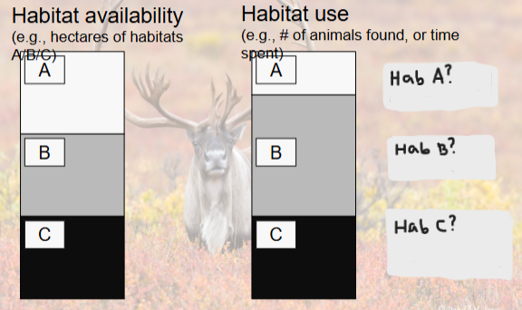<p><span>Comparing use vs availability, what can we determine about Habitat A? B? C?</span></p>