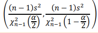<p>α = probability variance falls outside limits (e.g. 90% interval, 10% confident outside range)</p><p></p>