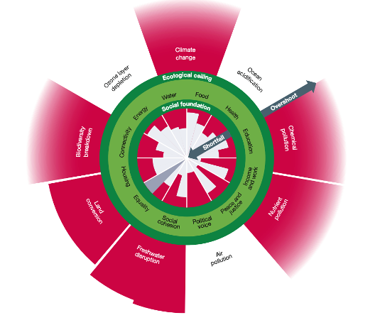 <p>doughnut model linking social and planetary boundaries</p>