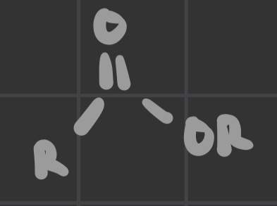<p>O double bond to R and OR</p>