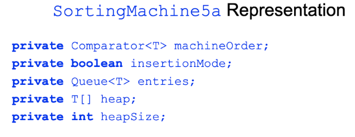 <p>Explain the SortingMachine representation and be sure to differentiate between insertion &amp; extraction mode</p>