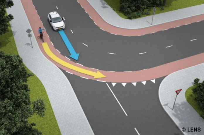 <p>Is the driver or cyclist allowed to go first? (7)</p>