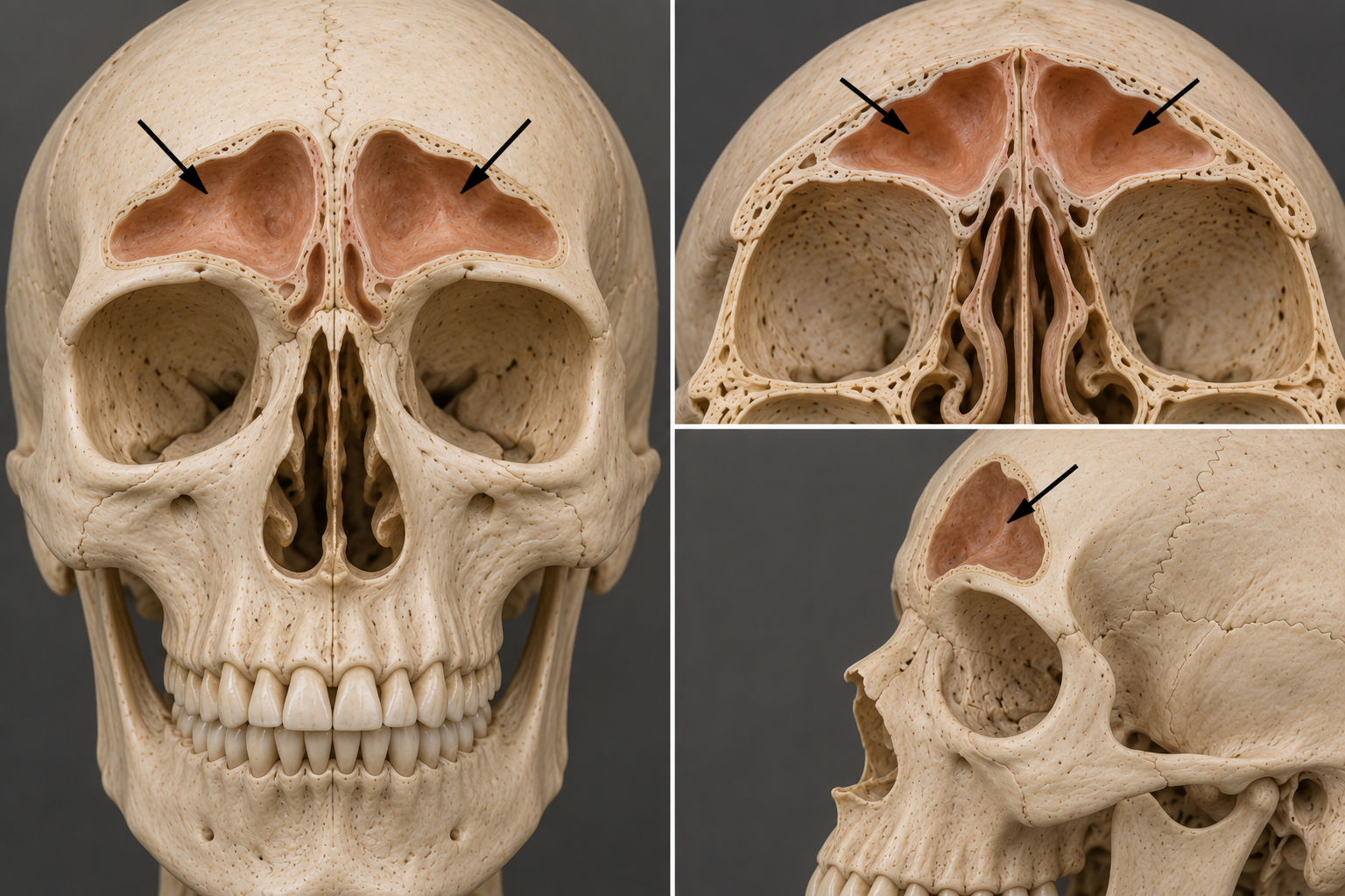 <p>Frontal sinuses</p>
