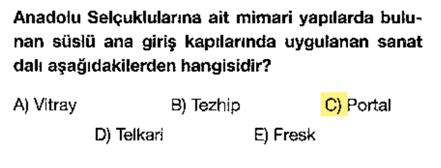 <p>Taç kapı olarak da bilinir. Selçuklu mimarisinin en gösterişli kısmıdır.</p>