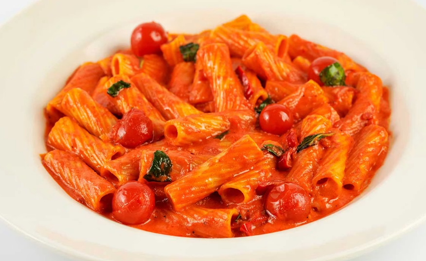 <p>Rigatoni Pasta, Italian Cherry Tomatoes, Parmesan, Fresh Basil and Pancetta Tossed with Spicy Vodka Sauce</p>