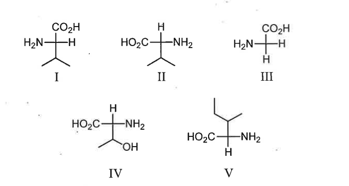 <p>Which of these amino acids cannot be described as an L-amino acid?</p>