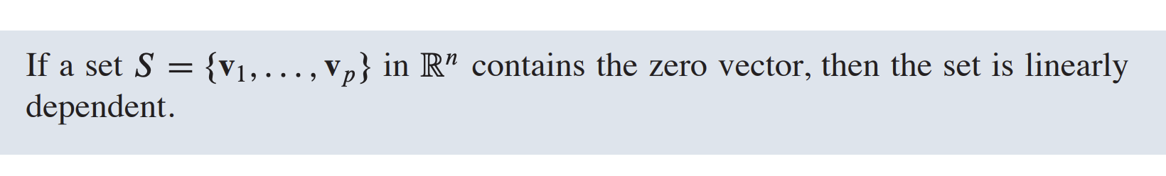 <p>also is a linear combo of others (scaled by 0)</p>