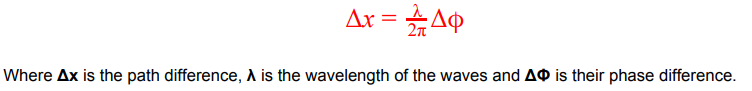 <p>In radians</p><p>2 waves are in phase if their phase difference is 2π, 4π, 6π, 8π etc</p><p>2 waves are out of phase if their phase difference is 1π, 2.4π, 19.99π</p>