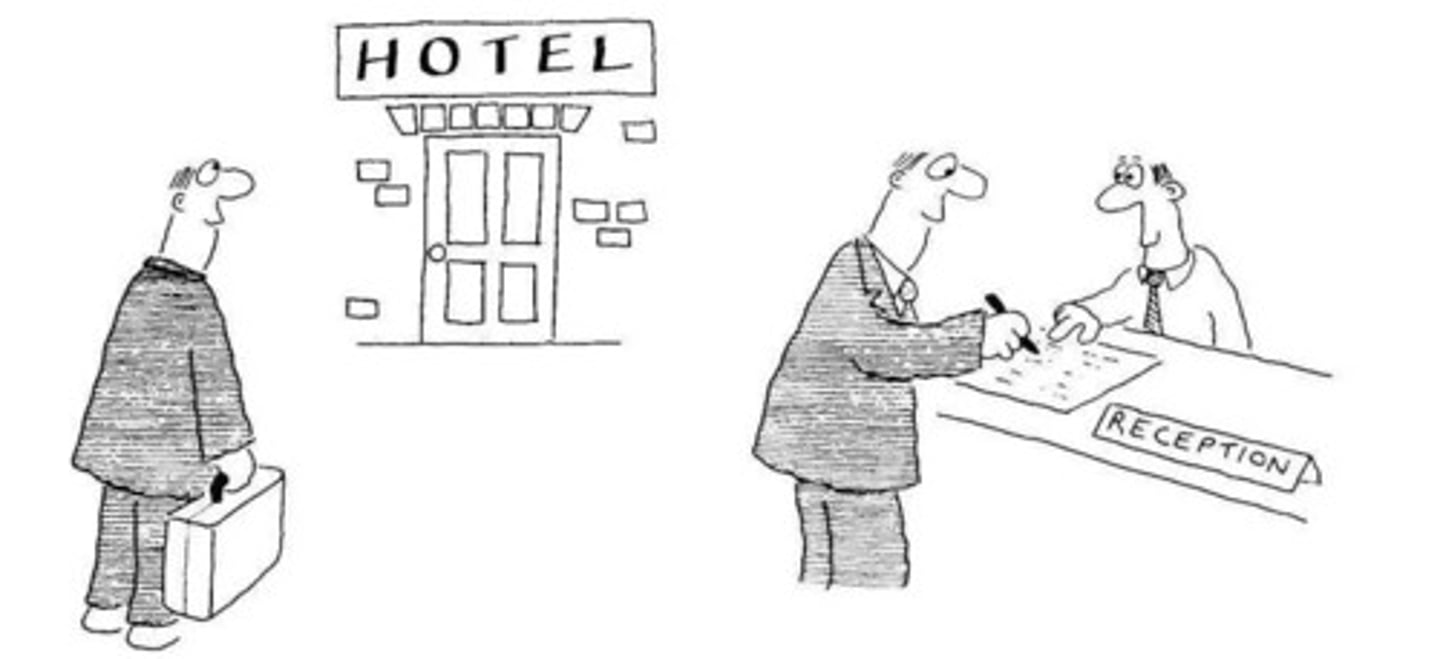 <p>to check in</p>