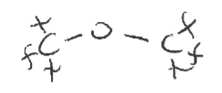 <p>2 carbons bonded to an O on either side (R-O-R)</p>