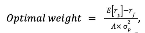 <p>All of the above</p><p></p><p>The weight depends on the risk premium of the risky portfolio (E[r<sub>p</sub>] - r<sub>f</sub>), the clients risk aversion (A), and the variance of the risky portfolio (O<sup>2</sup><sub>p</sub>)</p>