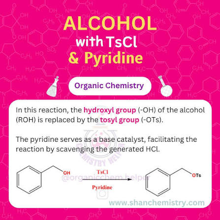 <p>Product: Alcohol, Tosylate R-OH, R-OTs (OH is a bad leaving group, OTS is a great leaving group, only changing the leaving group </p>