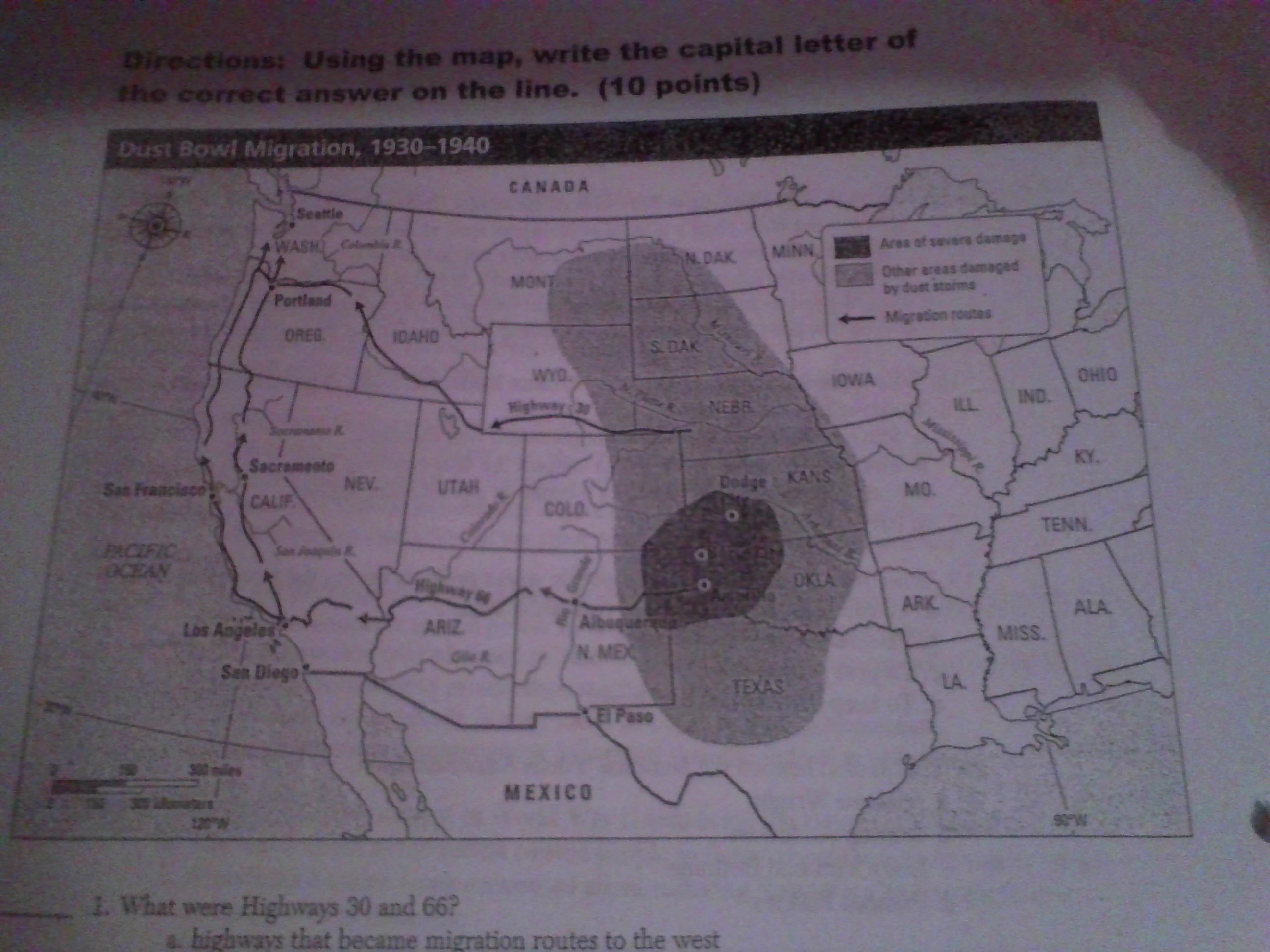 <p>Which states were most affected by the dust storms?</p><p>a. kansas, California, montana, arizona, texas</p><p>b. Colorado, Kansas, Oklahoma, Texas, New Mexico</p><p>c. Oklahoma, Arkansas, North Dakota, South Dakota, Minnesota</p><p>d. Utah, Colorado, Wyoming, Montana, Iowa </p>