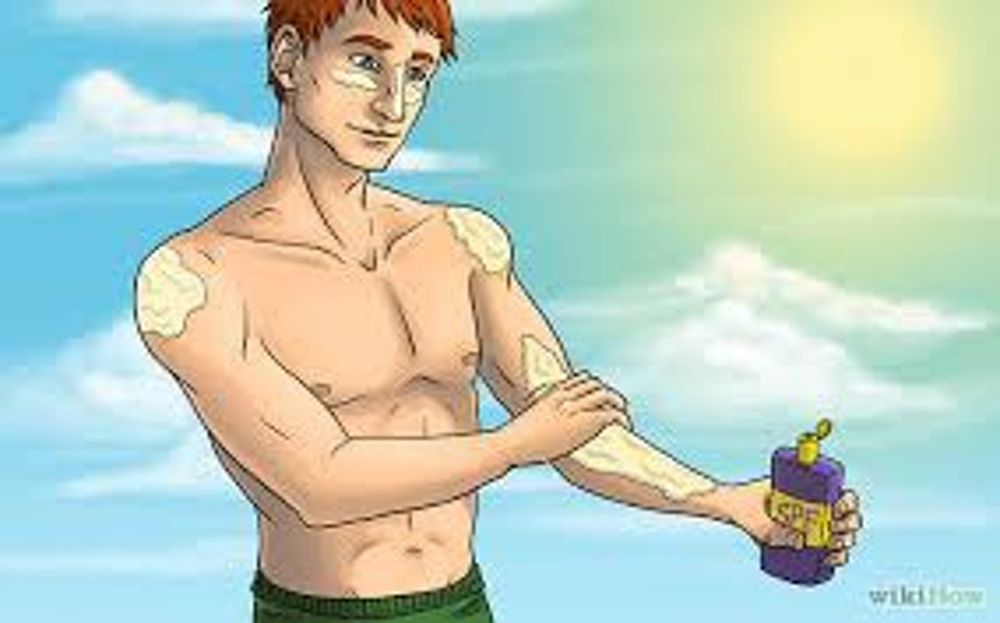 <p>to put on suntan lotion</p>