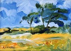 <p>tranh phong cảnh (Example: The landscape shows mountains. - Bức tranh phong cảnh có núi.)</p>