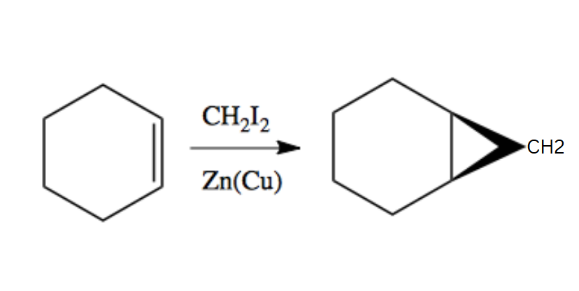<p>Product: pie bond is broken, both Carbons are attached to a new carbon (can draw regular bond lines unless stereochemistry is asked, in which case both are coming towards you OR going away from you).</p>