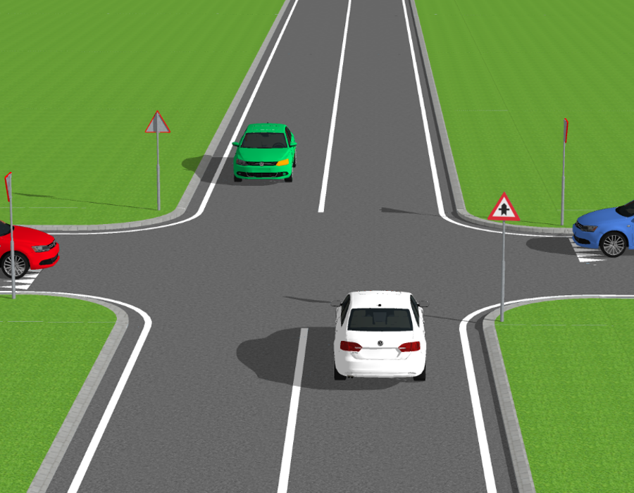 <p>Wie mag als eerste verder rijden?</p>