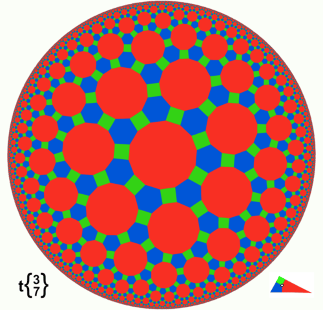 <p>This takes place on a curved two-dimensional surface called hyperbolic space.</p>