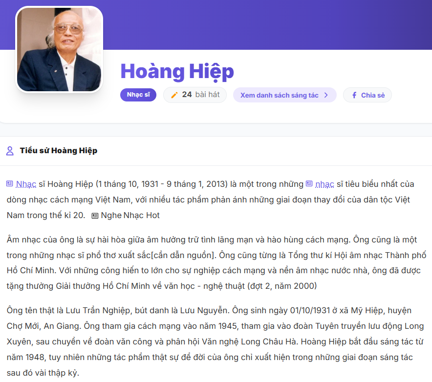 <p>Bài hát "Đất nước" - Nhạc sĩ: Hoàng Hiệu(Lời bài hát gốc là thơ của: Nguyễn Đình Thi)</p>