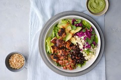 <p>Little gem lettuce, chipotle marinated chicken, adobo black beans, avocado, Pico de gallo, quickly pickled red cabbage and cilantro. Hooks 2-year aged white cheddar cheese topped with crispy rice and cassava flour tortilla crunchies, and served with a side of creamy salad verde.</p><p>*gluten free, choose mushroom carnitas and no cheese to make it vegan*</p><p>Protein options: Chipotle chicken, mushroom carnitas, extra chicken or mushroom carnitas (+$3.95)</p><p>Sauce options: Creamy salsa verde(rec), herby aioli, arbol amarillo salsa.</p><p>Extra sauce +$1.95</p><p>Modifications: no pico de gallo, no cheddar cheese, no avocado, no beans</p><p>Allergens: Dairy, soy, sesame(when arbol-amarillo is selected)</p>