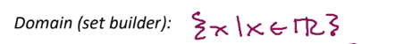 <p>ALL Real numbers</p>