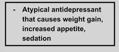 <p>benefit in insomnia and anorexia, frail ppl</p>