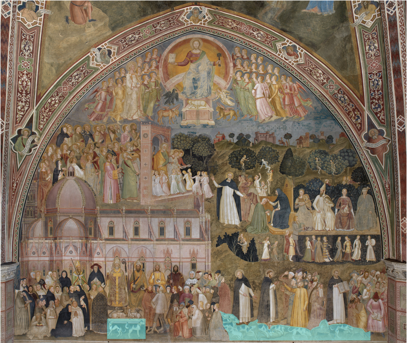 <p>Correctly label the area(s) on the artwork “The Way of Salvation” by Andrea di Bonaiuto</p>