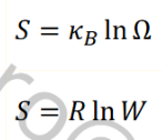 <p>Kb = constant; Omega = microstates; W = number of orientations</p>