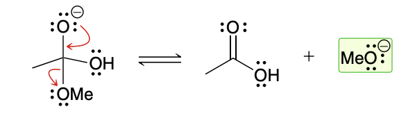<p>I negatively charged OR can serve as leaving group because it is simply trasnfering the charge from one molecule to another </p>