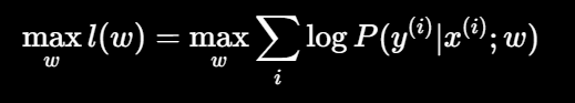 <ul><li><p>Find the weights <em>w</em> that maximise the likelihood of the observed training labels.</p></li><li><p>Simple idea: Finds the best weights <em>w</em></p></li></ul><p></p>