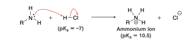 <p>in the presence of an amine, any strong acid catalyst will transfer its proton to the amine, giving an ammonium ion</p><p>This process is effectively irreversible due to the vast pKa difference. The acidic species in solution will be ammonium ions rather than HCl, and under these conditions protonation of the ketone is highly unlikely, since protonated ketones are extremely acidic (pKa ≈ −7).</p><p>Relates to why ideal pH for imine formation is 4-5</p>