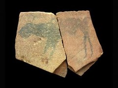 <p>Form:</p><p>-stones with charcoal drawings of animals</p><p>-geometric designs </p><p>- 4-5"</p><p>Function:</p><p>- depict animals</p><p>=some of world's oldest works of art</p><p>Content:</p><p>- animal figures with human legs added on probably later</p><p>Context: </p><p>- found in Apollo 11 caves in Namibia</p><p>-probably were made about 25500 BCE (oldest representational art in Africa) and buried in these caves</p><p>-named because it was discovered at the time of the Apollo 11 moon landing</p>