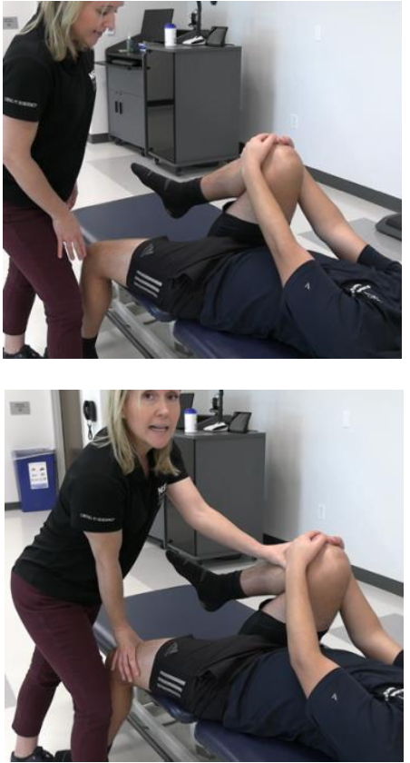 <p><strong>Purpose: </strong>Assess SIJ pain using torsional SI stress</p><p></p><p><strong>How to Perform:</strong></p><ol><li><p>Patient supine at edge of table</p></li><li><p>Non-tested leg flexed to chest</p></li><li><p>Tested leg hangs off table</p></li><li><p>Add OP into hip extension on tested leg and flexion on opposite leg</p></li></ol><p></p><p><strong>Positive Test:</strong> Reproduction of pain</p><p></p><p><strong>Interpretation:</strong> May suggest SIJ lesion, hip pathology, or L4 nerve root involvement</p>