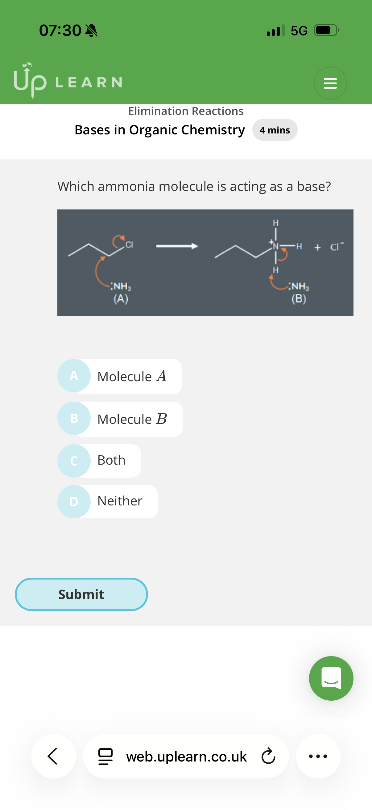 <p><strong>Elimination reactions</strong></p><p><strong>Bases in organic chemistry</strong></p><ol><li><p><span>The Brønsted-Lowry model defines a base as a(n)...</span></p></li></ol><p>Info:(<span>If you see an arrow going from a lone pair to a </span><strong><span>Hydrogen</span></strong><span>, you can bet your life it's acting as a </span><strong><span>base</span></strong><span>. If that arrow points to a </span><strong><span>Carbon</span></strong><span>, it's acting as a </span><strong><span>nucleophile</span></strong><span>)</span></p><ol start="2"><li><p>Answer image q?</p></li></ol><p>• All bases are …3?, but not all Nucleophiles are …4?(because not all Nucleophiles accept a proton to form a new covalent bond,unlike bases)</p><ol start="5"><li><p>Question 5 is in the back image</p></li></ol><p></p><p>Note- if the exam asks to state the role of a species donating electrons to a proton(H), you will only get the mark if you state that it’s a base.</p>