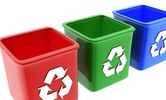 <p>(made) of glass, plastic, cardboard, aluminum</p>