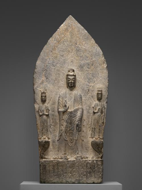 <p>Stele of the Buddha and two bodhisattvas</p>