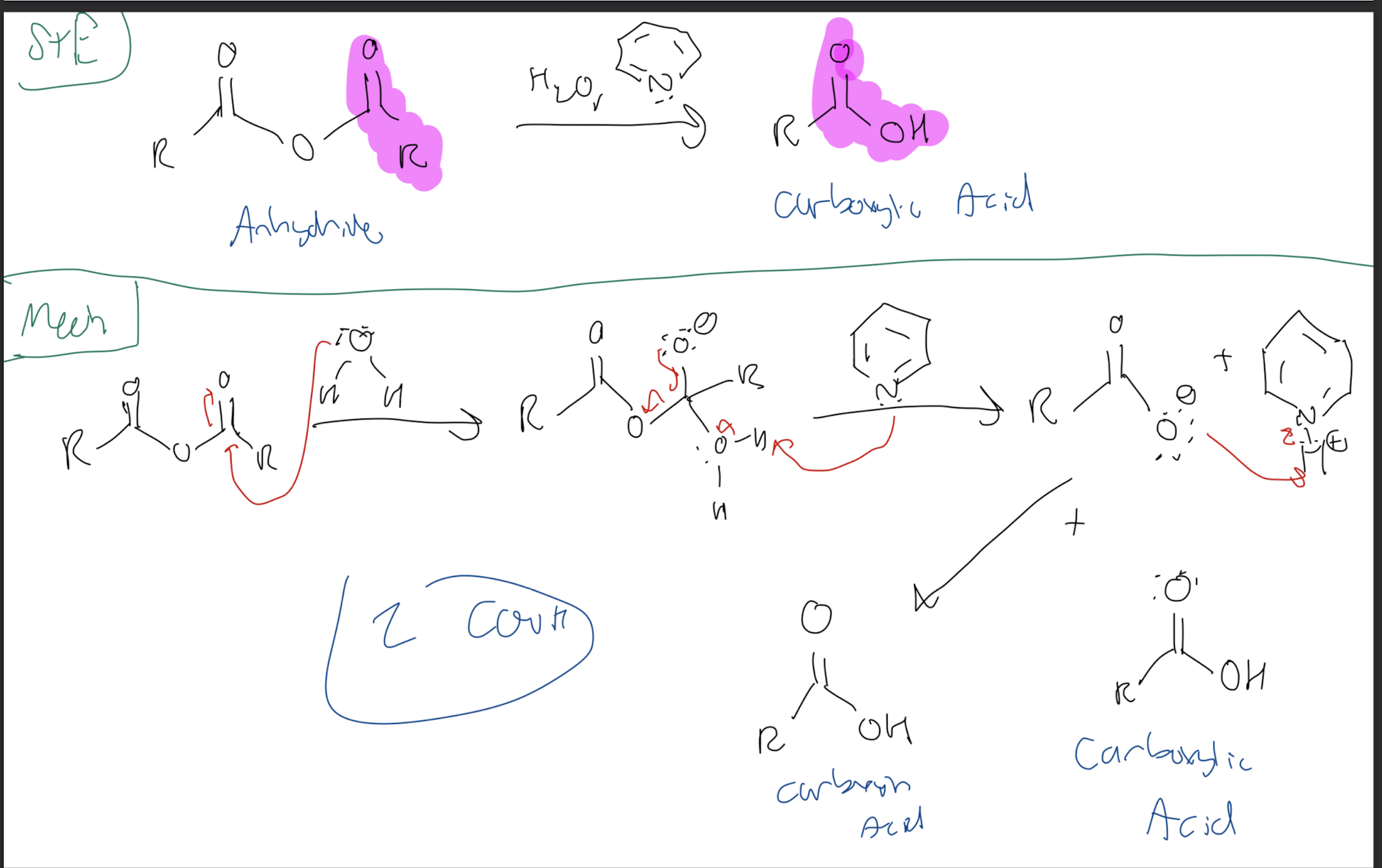 <p><strong>Anhydride → Carboxylic Acid</strong></p>