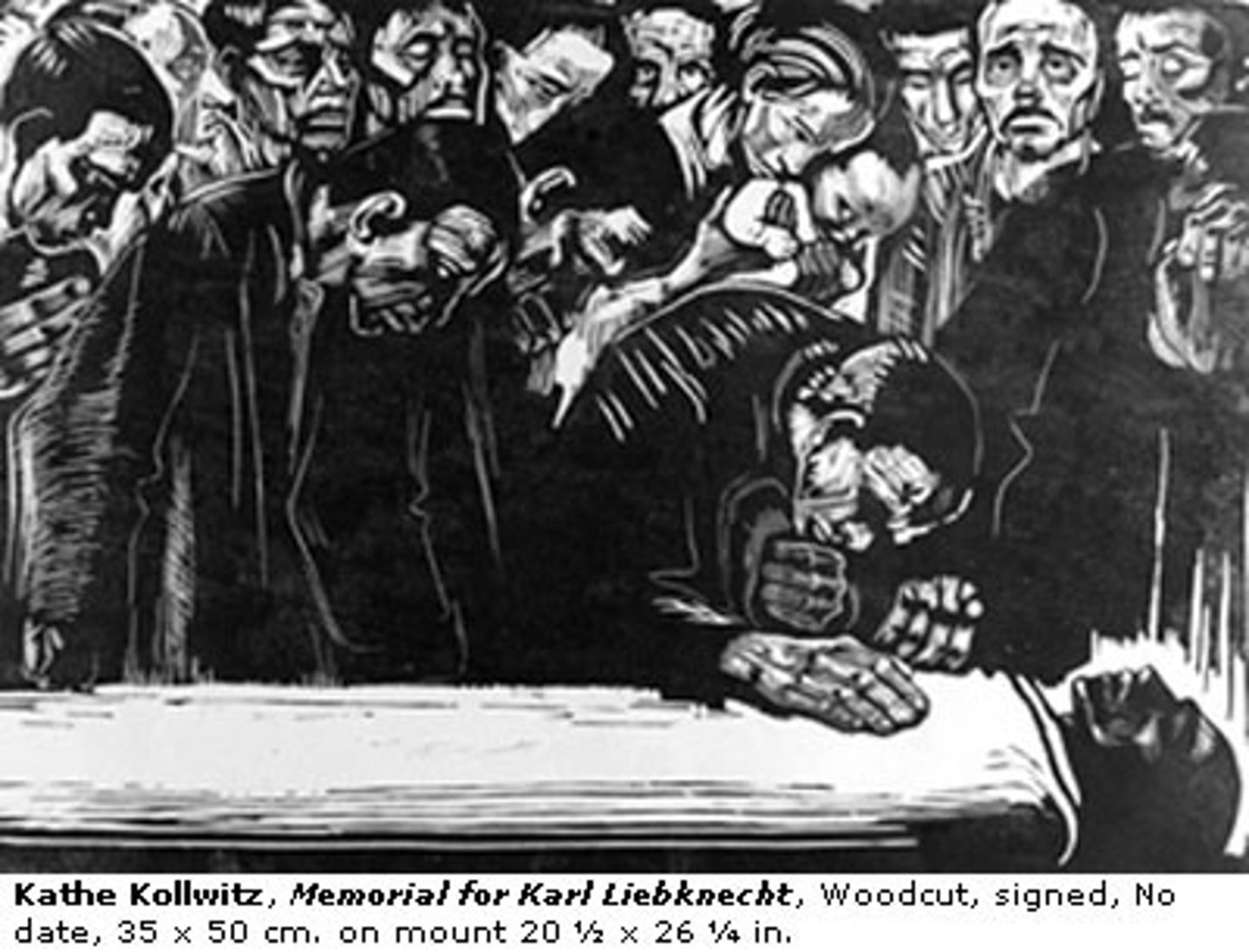 <p>Artist: Käthe Kollwitz</p><p>Period: Expressionism</p><p>Dates: 1919-1920 C.E.</p><p>Culture: Germany</p><p>Material: woodcut with white and black ink added</p>