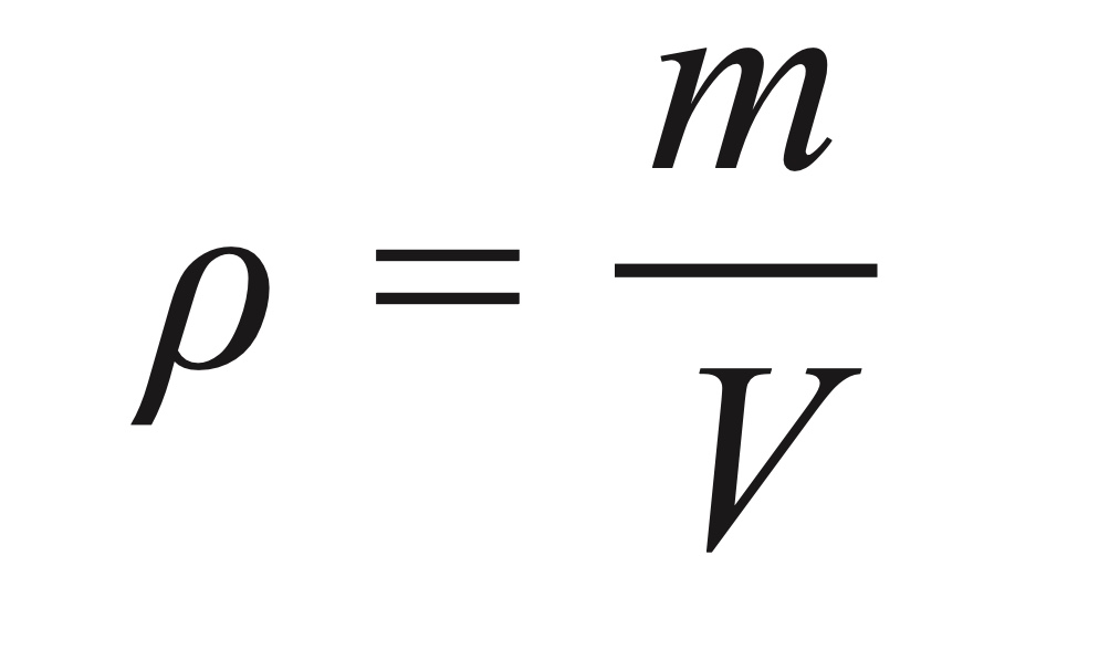 <p><span>ρ = m/V</span></p>