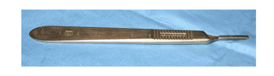 <p><span style="color: rgb(167, 45, 255);">Cutting/Dissecting</span></p><p><span style="color: rgb(120, 186, 86);">Counted (Individually)</span></p><p>Most common knife handle used for cutting skin and tissue</p><p>Holds #10, #11, #12, &amp; #15 disposable blades</p><p><span style="color: rgb(190, 71, 71);">Length: Variable</span></p>