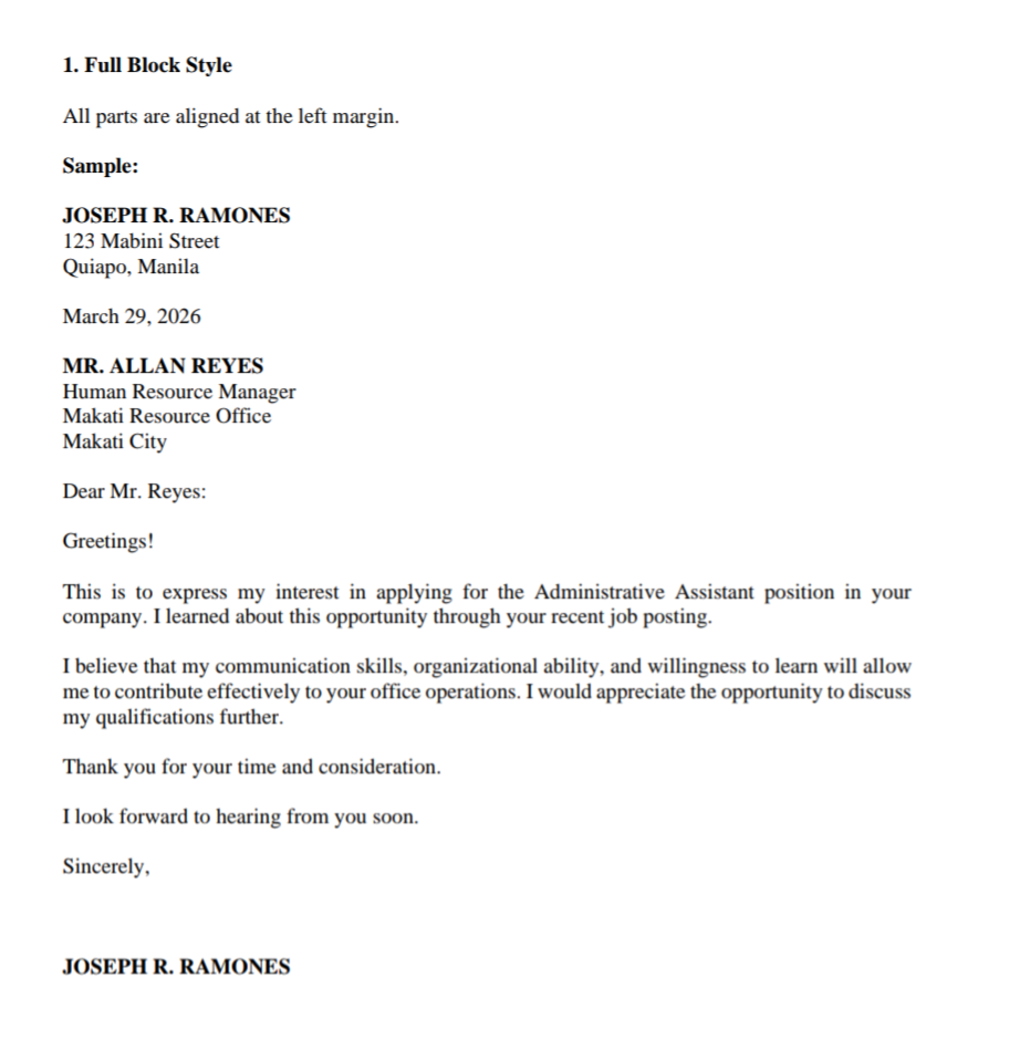 <p>1. Full Block Style</p>