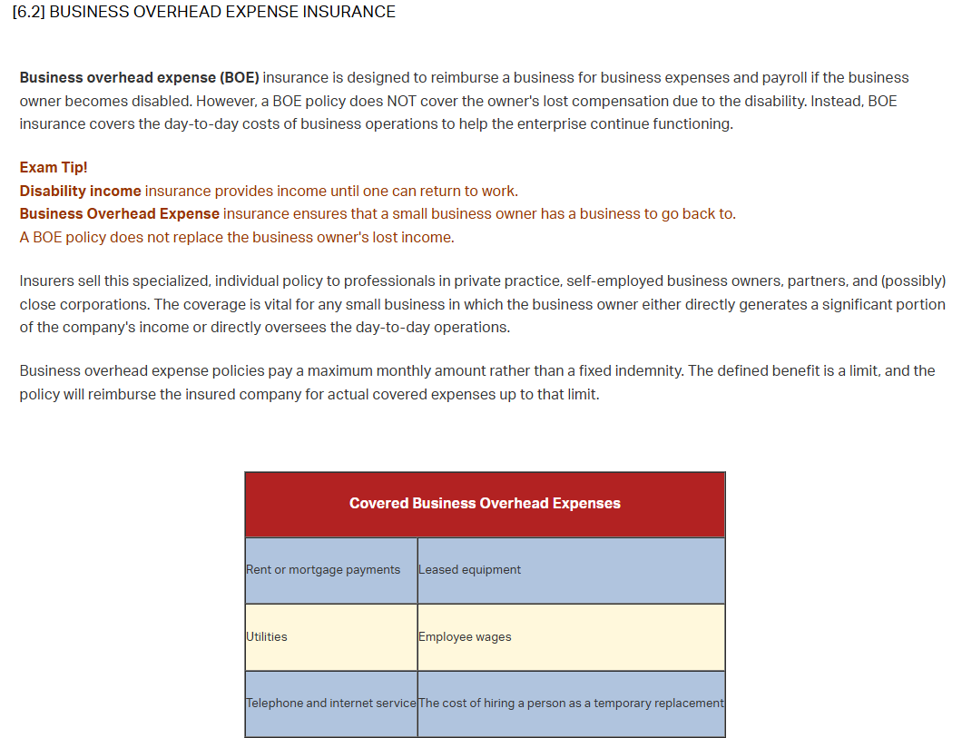 <p>Business Overhead Expense</p>
