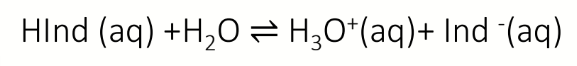 <p>equation to find the equilibrium constant for this indicator (+ how is this constant denoted?)</p>