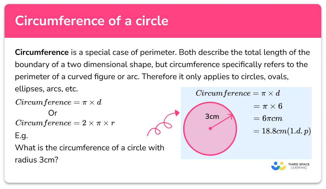 <p>C = 2 x π x r</p><p>or</p><p>C = π × d</p>