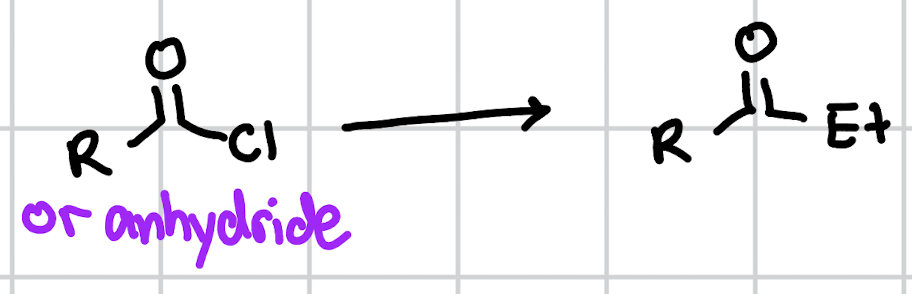 <p>conversion of acid chloride/anhydride to ketone</p>