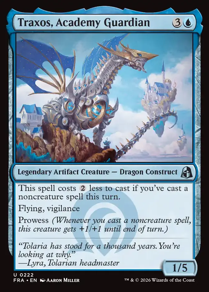 <p>This spell costs {2} less to cast if you’ve cast a noncreature spell this turn.</p><p>Flying, vigilance</p><p>Prowess <em>(Whenever you cast a noncreature spell, this creature gets +1/+1 until end of turn.)</em></p>