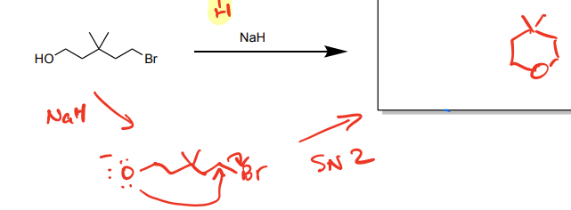 <p>-Six membered ring ether formation </p>