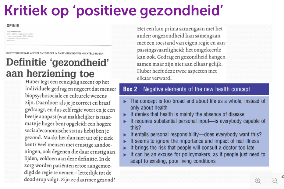 <p>wg 16: De complexiteit van het begrip positieve gezondheid beschrijven en dit illustreren aan de hand van praktijkvoorbeelden.</p><p></p><p>2/2</p>