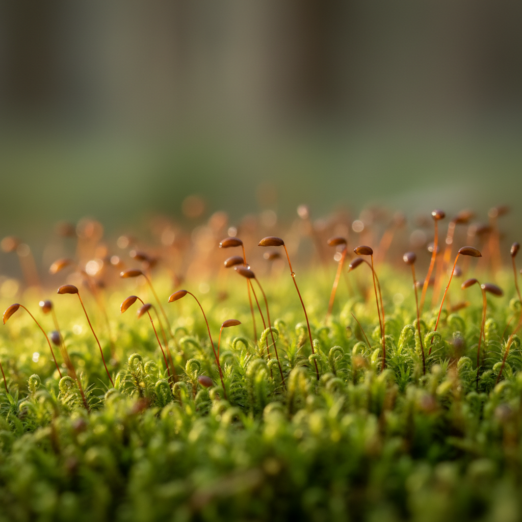 <p>The stage in a moss life cycle that produces spores in capsules.</p>