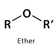 <p>C-O-C Oxygen single bonded to Carbon on both ends.</p>